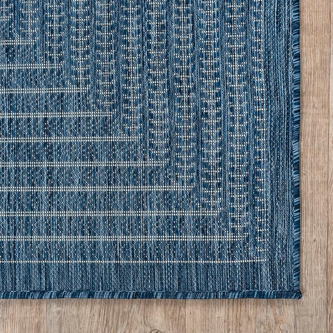Adiva Rugs Outdoor Indoor Area Rug, Weather Resistant, Easy to Clean, Stain Resistant Floor Mat for Dining Room, Backyard, Deck, Patio (Azure Denim Blue, 2' x 3')