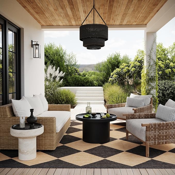Nuloom Outdoor Performance Collection Sabina Dark Grey/Ivory, 2' x 10', Soft, High Traffic, Stain Resistant, Easy Clean, Durable Runner for Indoor/Outdoor Patio, Deck, Porch, Garden, Courtyard