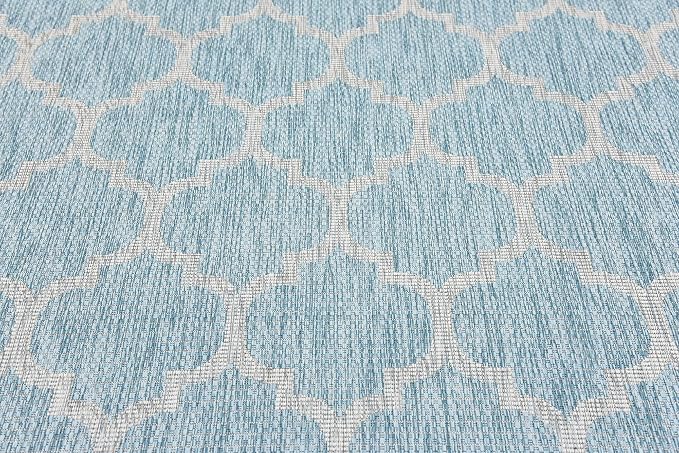 Unique Loom Outdoor Trellis Collection Area Rug (6' 1" x 9' Rectangle, Aquamarine/ Gray)