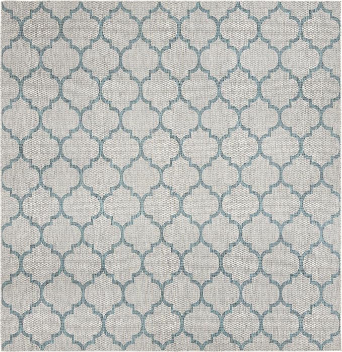 Unique Loom Outdoor Trellis Collection Area Rug - Trellis (Square 10' 8" x 10' 8", Gray/ Ivory)