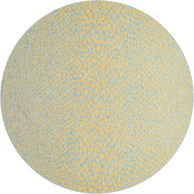 Unique Loom Jill Zarin Jill Zarin Outdoor Collection Area Rug - Cape Town (10' 8" Round, Yellow and Aqua/Light Blue)