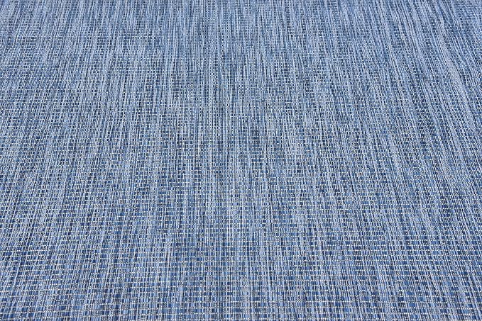 Unique Loom Collection Casual Transitional Solid Heathered Indoor/Outdoor Flatweave Area Rug (7' 1" x 10' Rectangle, Blue/Navy Blue)