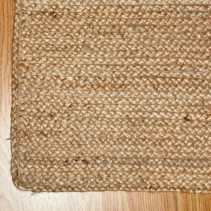 Chardin home Hand Woven Natural Jute Braided Rug – 2x6 Runner | Rustic Boho Farmhouse Style | Solid Natural Fiber Rug for Hallway, Entryway, Kitchen, Bedroom, Dining Room, Study, Office