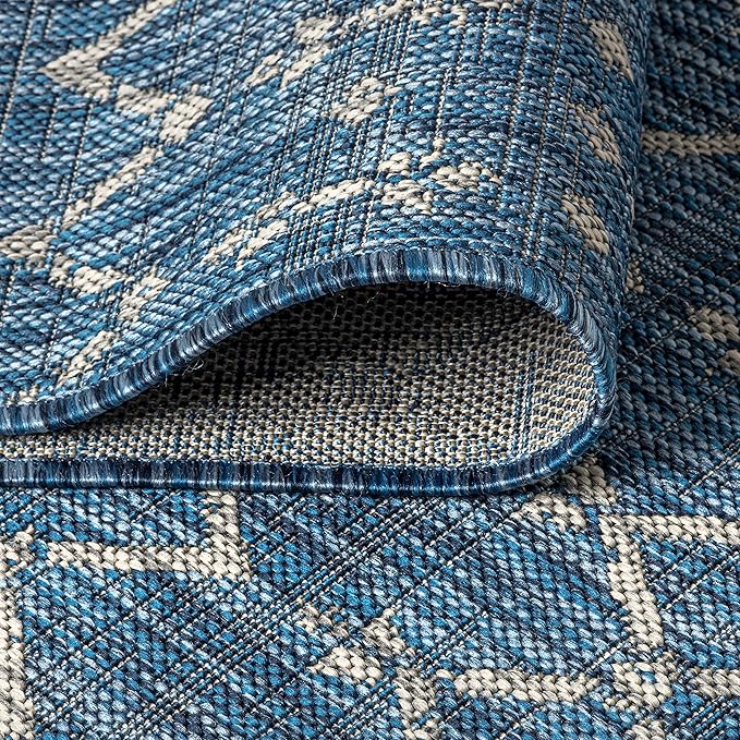 JONATHAN Y Moroccan Geometric Indoor Outdoor Area Rug 9X12 Navy/Light Gray, Ourika Textured Weave for Backyard, Patio, Porch, Easy-Cleaning, High Traffic, Pet-Friendly, Non-Shedding (SMB108B-9)