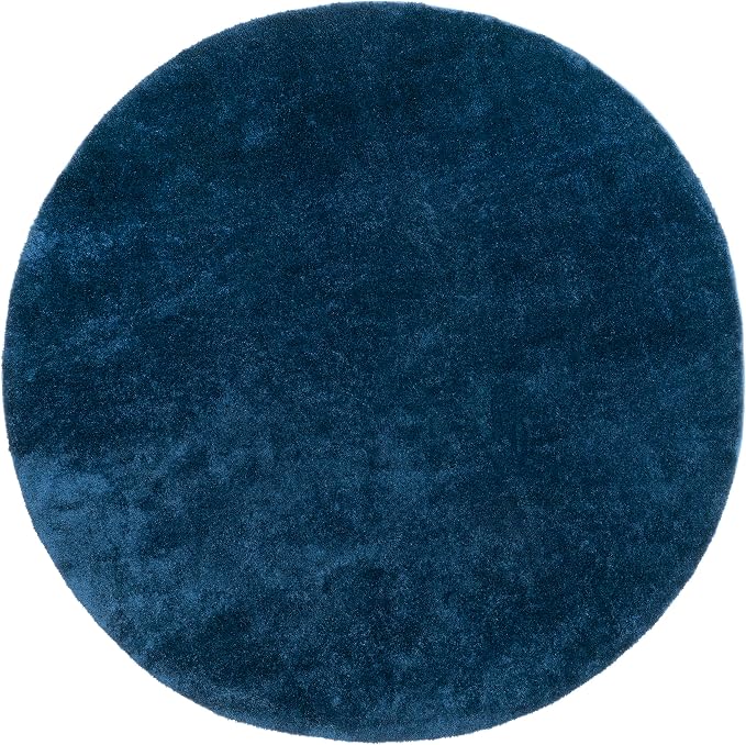 nuLOOM Loni Navy Solid Washable Area Rug, 4' Round