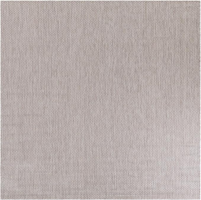 Unique Loom Outdoor Solid Collection Area Rug (7' 10" Square Beige/Ivory)