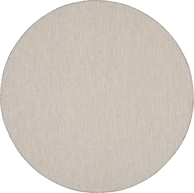 Nourison Home Courtyard Ivory Silver 6' x Round Area Rug - Easy Clean, Non Shedding, Bed Room, Living Room, Dining Room, Kitchen (6' x Round)