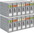 Sheet Organizers and Storage for Linen Closet, 12Pack Grey | 1200D Linen-Type Cloth, Fits King and Queen Sheet Sets, Clear Window and Label Slot, Foldable Dustproof Storage with Handle