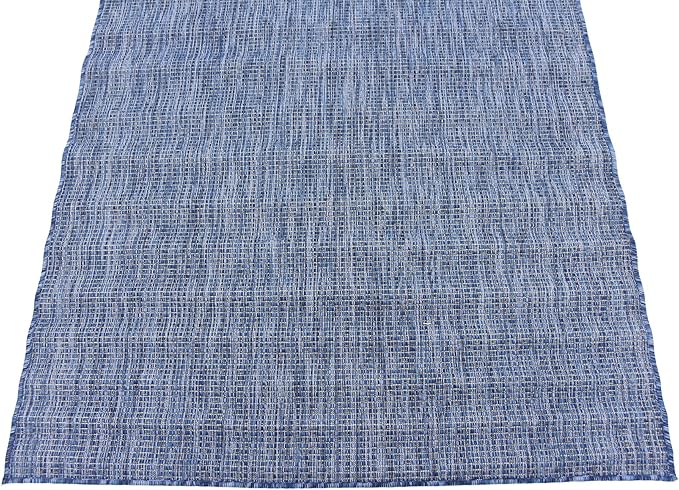 Unique Loom Collection Casual Transitional Solid Heathered Indoor/Outdoor Flatweave Area Rug (4' 1" x 6' 1" Rectangle, Blue/Navy Blue)