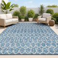 JONATHAN Y Moroccan Geometric Indoor Outdoor Area Rug 9X12 Navy/Light Gray, Ourika Textured Weave for Backyard, Patio, Porch, Easy-Cleaning, High Traffic, Pet-Friendly, Non-Shedding (SMB108B-9)