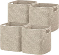 UBBCARE Storage Cubes 11 Inch, Cotton Rope Woven Baskets for Organizing, Cube Storage Bin for Baby Nursery, 4-Pack Square Storage Baskets for Shleves Organizer, Closet, Kidsroom, All Browm