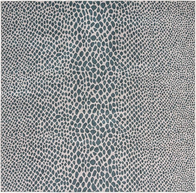 Unique Loom Jill Zarin Outdoor Collection Area Rug - Cape Town (13' Square, Teal/ Ivory)