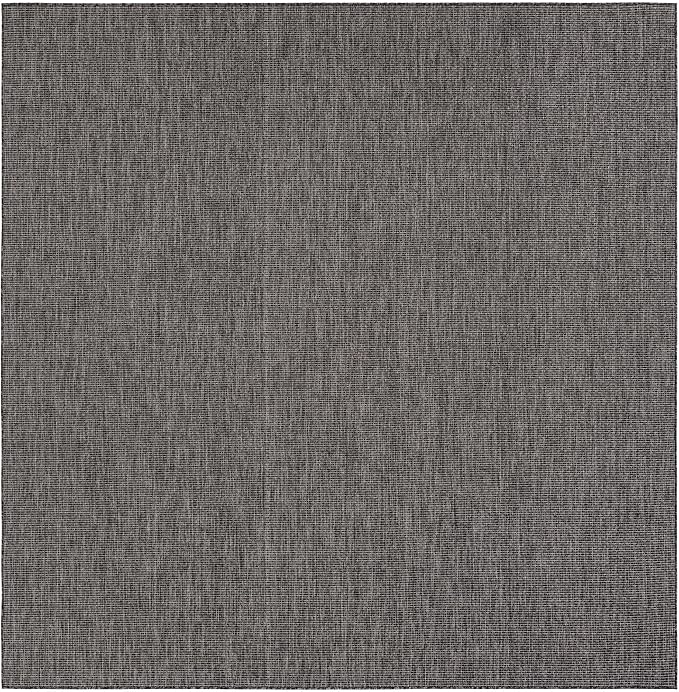 Unique Loom Outdoor Solid Collection Area Rug (10' Square Black/Ivory)