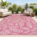 JONATHAN Y Palm Frond Indoor Outdoor Area Rug 5X8 Fuchsia/Light Gray, Nevis for Backyard, Patio, Porch, Easy-Cleaning, High Traffic, Pet-Friendly, Non-Shedding (SMB119F-5)