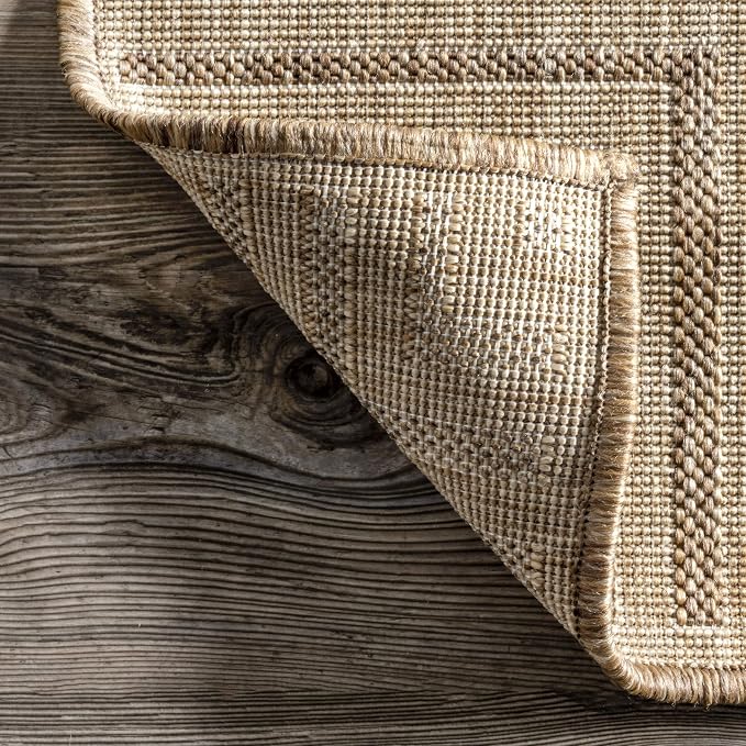 nuLOOM Asha Light Brown Bordered Indoor/Outdoor Area Rug, 5' x 8'