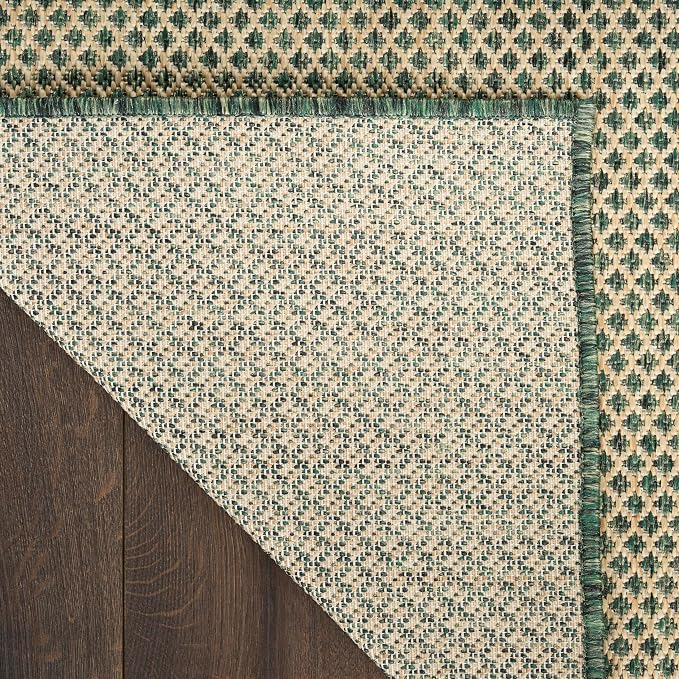 Nourison Home Courtyard 8' Runner Green Fabric Area Rug
