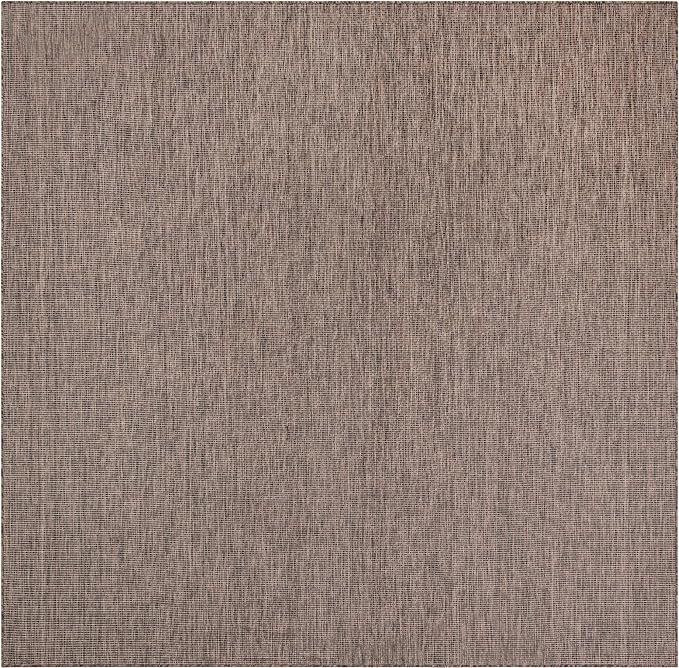 Unique Loom Outdoor Solid Collection Area Rug (10' Square Light Brown/Ivory)