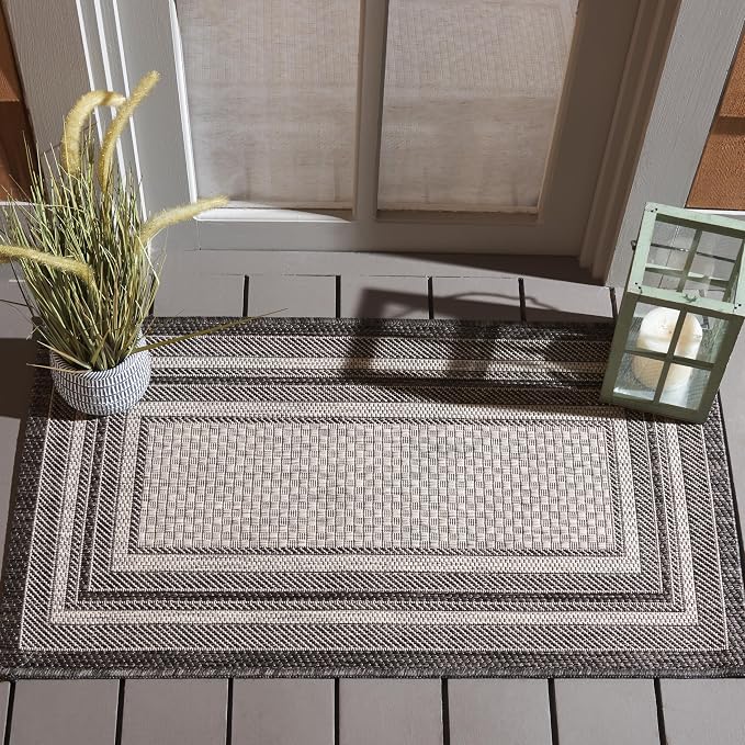 SAFAVIEH Courtyard Outdoor Accent Rug 2'3"x5', Light Grey CY8475-37612