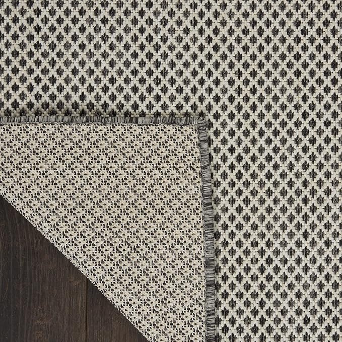 Nourison Home Courtyard Ivory Charcoal 2'2" x 10' Area Rug - Easy Clean, Non Shedding, Bed Room, Living Room, Dining Room, Kitchen (10' Runner)