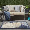 Nourison Home Aloha Indoor/Outdoor Blue/Multicolor 3' x 5' Area Rug, Tropical, Botanical, Easy Cleaning, Non Shedding, Bed Room, Living Room, Dining Room, Deck, Backyard, Patio (3x5)