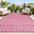 JONATHAN Y Moroccan Geometric Indoor Outdoor Area Rug 4X6 Fuchsia/Light Gray, Ourika Textured Weave for Backyard, Patio, Porch, Easy-Cleaning, High Traffic, Pet-Friendly, Non-Shedding (SMB108Q-4)
