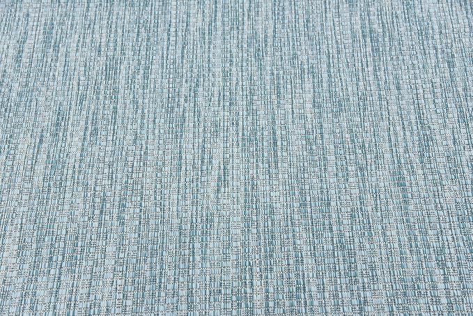 Unique Loom Collection Casual Transitional Solid Heathered Indoor/Outdoor Flatweave Area Rug (4' 1" x 6' 1" Rectangle, Aquamarine/Ivory)
