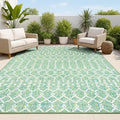 JONATHAN Y Moroccan Geometric Indoor Outdoor Area Rug 3X5 Green/Cream, Ourika Textured Weave for Backyard, Patio, Porch, Easy-Cleaning, High Traffic, Pet-Friendly, Non-Shedding (SMB108L-3)