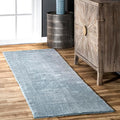 nuLOOM Loni Light Blue Solid Washable Runner Rug, 2' x 6'