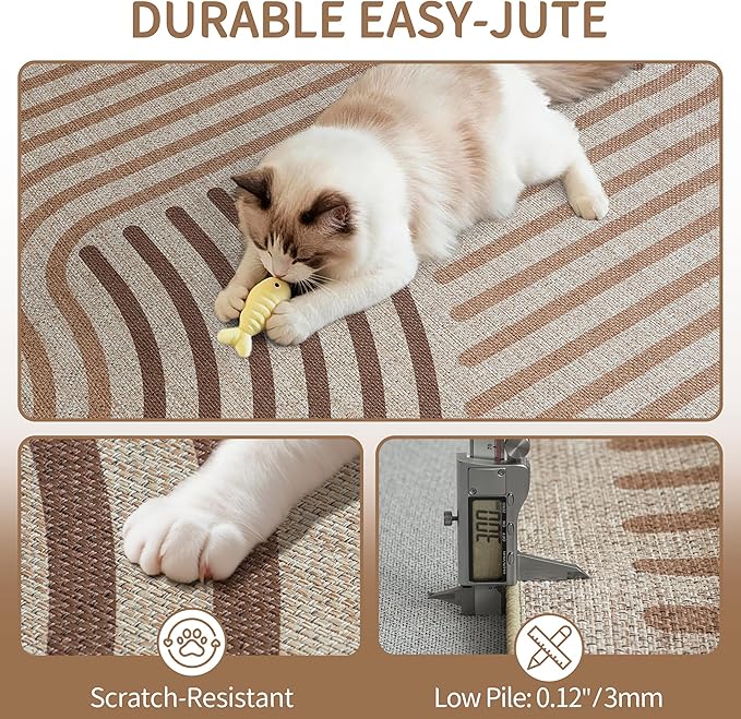 Easy Jute 8x10 Brown Outdoor Patio Rug Machine Washable Boho Carpet