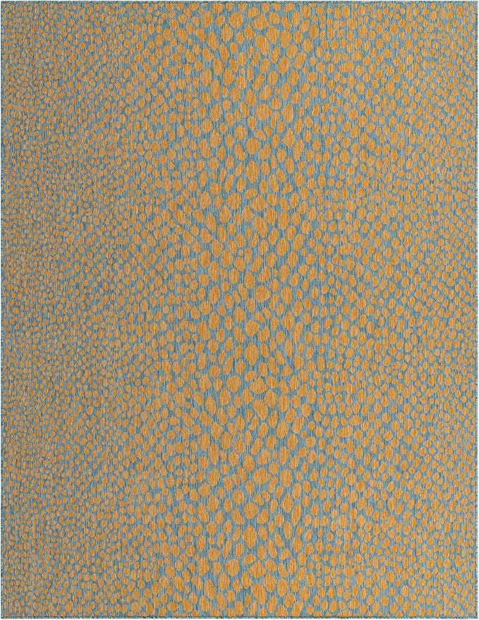 Unique Loom Jill Zarin Outdoor Collection Area Rug - Cape Town (7' 10'' x 10' Rectangle, Yellow and Aqua/ Light Blue)