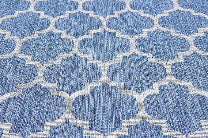 Unique Loom Outdoor Trellis Collection Area Rug (7' 1" x 10' Rectangle, Navy Blue/ Ivory)