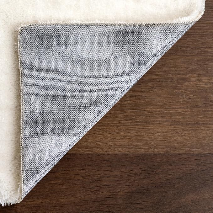 nuLOOM Loni Off White Solid Washable Area Rug, 6' Round