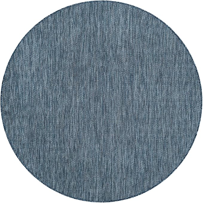 Unique Loom Outdoor Solid Collection Area Rug (6' 1" Round Blue/Navy Blue)