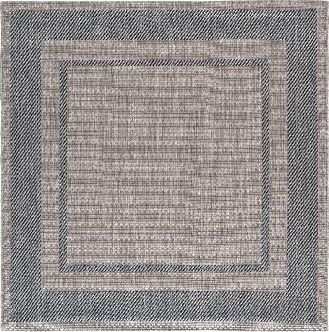 SAFAVIEH Courtyard Square Rug 6'7", Grey & Navy CY8477-40012