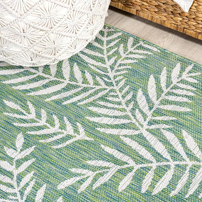 JONATHAN Y Palm Frond Indoor Outdoor Runner Rug 2X10 Cream/Green, Nevis for Backyard, Patio, Porch, Easy-Cleaning, High Traffic, Pet-Friendly, Non-Shedding (SMB119G-210)
