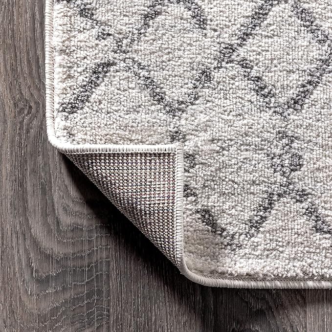 JONATHAN Y Boho Vintage Diamond Cream/Gray Indoor Area Rug 5X8 ft, Moroccan Hype for Living Room, Bedroom, Kitchen, Office, Easy-Cleaning, High Traffic, Pet-Friendly, Non-Shedding (MOH101B-5)