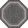 Unique Loom Outdoor Border Collection Area Rug - Soft Border (5' 3" Octagon, Black/ Ivory)