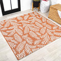 JONATHAN Y Palm Frond Indoor Outdoor Square Area Rug 5X5 Orange/Cream, Nevis for Backyard, Patio, Porch, Easy-Cleaning, High Traffic, Pet-Friendly, Non-Shedding (SMB119E-5SQ)