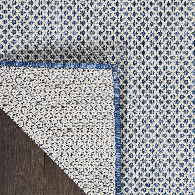 Nourison Home Courtyard Ivory Blue 7' x 10' Area Rug - Easy Clean, Non Shedding, Bed Room, Living Room, Dining Room, Kitchen (7' x 10')