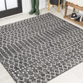 JONATHAN Y Moroccan Geometric Indoor Outdoor Square Area Rug 6X6 Black/Gray, Ourika Textured Weave for Backyard, Patio, Porch, Easy-Cleaning, High Traffic, Pet-Friendly, Non-Shedding (SMB108F-6SQ)
