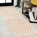 JONATHAN Y Moroccan Geometric Indoor Outdoor Runner Rug 2X10 Cream/Orange, Ourika Textured Weave for Backyard, Patio, Porch, Easy-Cleaning, High Traffic, Pet-Friendly, Non-Shedding (SMB108O-210)