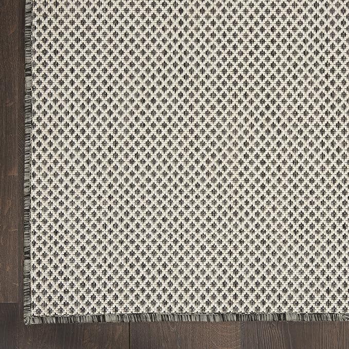 Nourison Home Courtyard Ivory Charcoal 9' x 12' Area Rug - Easy Clean, Non Shedding, Bed Room, Living Room, Dining Room, Kitchen (9' x 12')