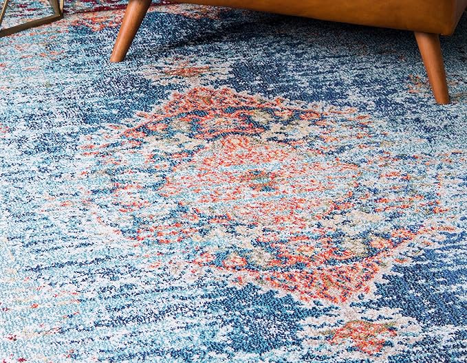 Unique Loom Outdoor Solid Collection Area Rug (9' x 12' 2" Rectangle Rust Red/Beige)