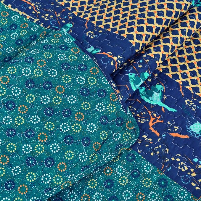 Lush Decor Royal Empire Reversible Cotton Throw Blanket, 50" W x 60" L, Peacock - Throw Blankets for Bed - Couch Blanket - Boho_Throw_Blanket for Couch (Pack of 8)