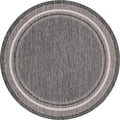 Unique Loom Outdoor Border Collection Area Rug - Soft Border (5' 3" Round, Black/ Ivory)
