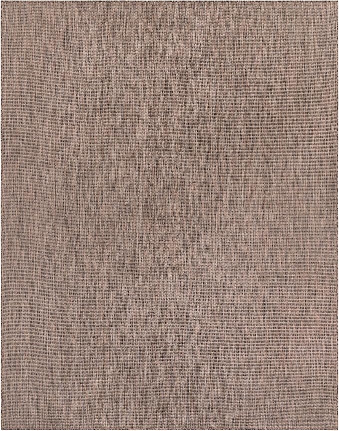 Unique Loom Outdoor Solid Collection Area Rug (7' 10" x 10' Rectangle Light Brown/Ivory)