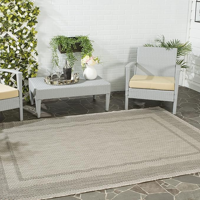 SAFAVIEH Courtyard Outdoor Rug 6x8, Beige & Black CY8477-36612