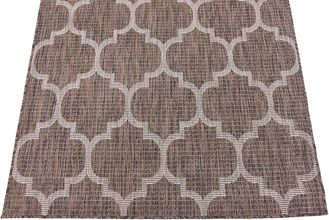 Unique Loom Outdoor Trellis Collection Area Rug (4' 1" x 6' 1" Rectangle, Brown/ Ivory)