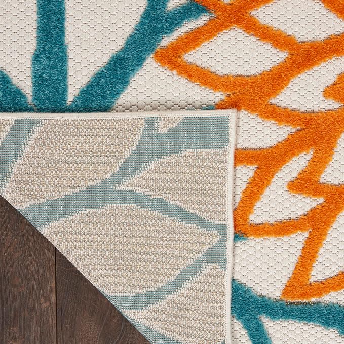 Nourison Home Aloha Turquoise Multicolor 9' x 12' Area Rug - Easy Clean, Non Shedding, Bed Room, Living Room, Dining Room, Kitchen (9' x 12')