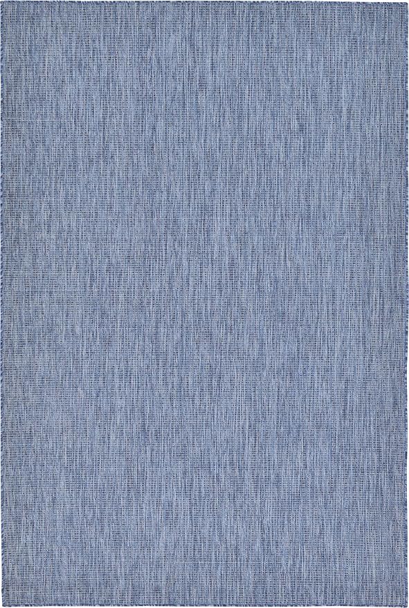 Unique Loom Collection Casual Transitional Solid Heathered Indoor/Outdoor Flatweave Area Rug (6' 1" x 9' Rectangle, Blue/Navy Blue)